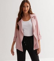 New Look Pale Pink 3/4 Roll Sleeve Duster Jacket